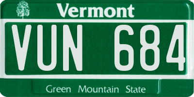 VT license plate VUN684