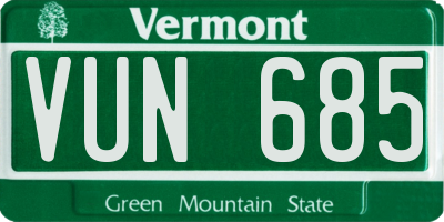 VT license plate VUN685