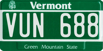 VT license plate VUN688