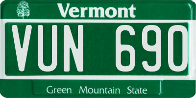 VT license plate VUN690