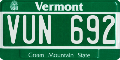 VT license plate VUN692