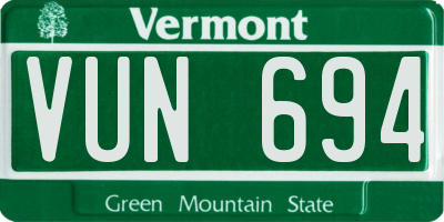 VT license plate VUN694