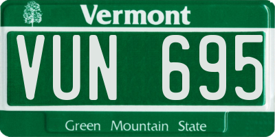 VT license plate VUN695