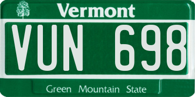 VT license plate VUN698