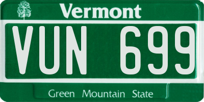 VT license plate VUN699