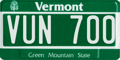 VT license plate VUN700