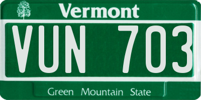 VT license plate VUN703