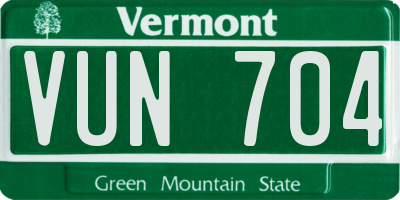 VT license plate VUN704