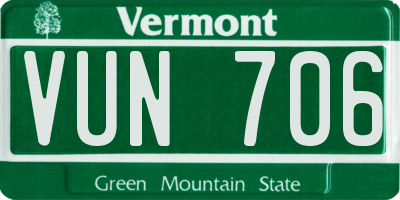VT license plate VUN706