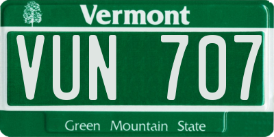 VT license plate VUN707