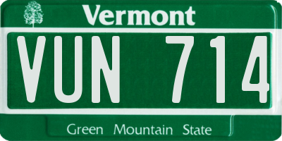 VT license plate VUN714