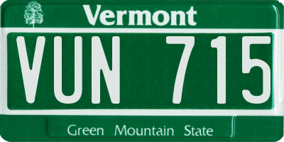 VT license plate VUN715