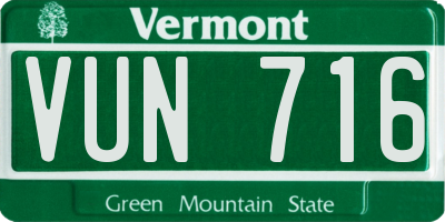 VT license plate VUN716