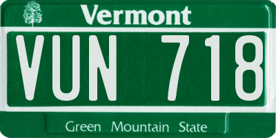 VT license plate VUN718
