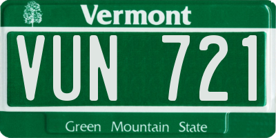 VT license plate VUN721