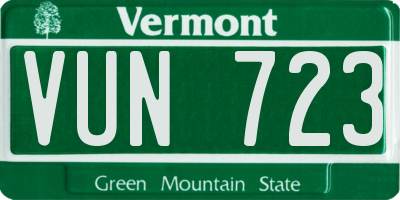 VT license plate VUN723