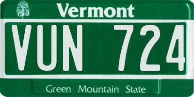 VT license plate VUN724