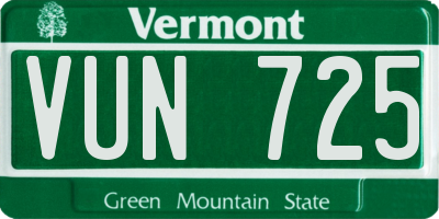 VT license plate VUN725