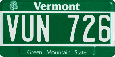 VT license plate VUN726