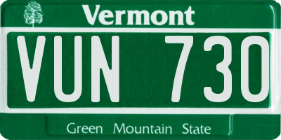 VT license plate VUN730
