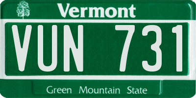 VT license plate VUN731