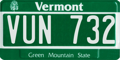 VT license plate VUN732