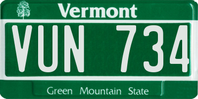 VT license plate VUN734