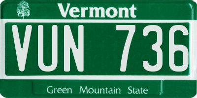 VT license plate VUN736