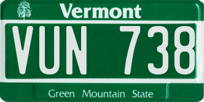 VT license plate VUN738