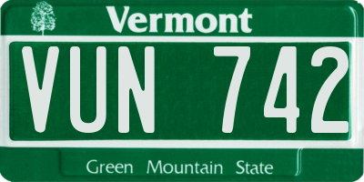 VT license plate VUN742
