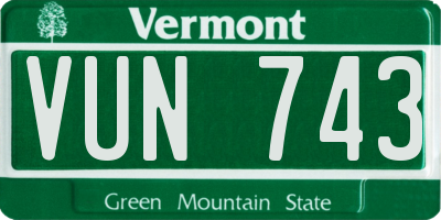 VT license plate VUN743