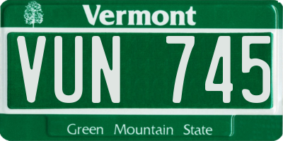 VT license plate VUN745
