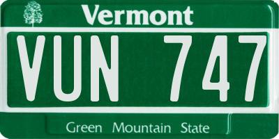 VT license plate VUN747