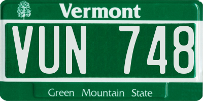 VT license plate VUN748
