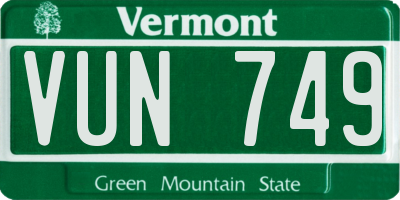 VT license plate VUN749