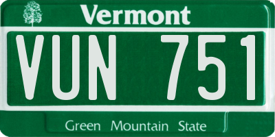 VT license plate VUN751