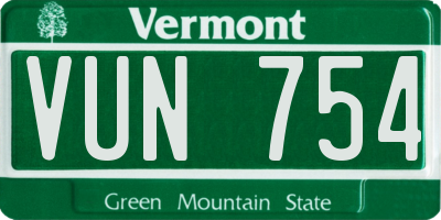 VT license plate VUN754