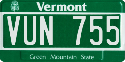 VT license plate VUN755