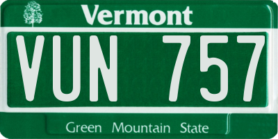 VT license plate VUN757
