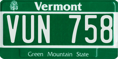 VT license plate VUN758