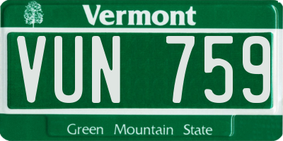 VT license plate VUN759