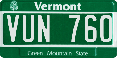 VT license plate VUN760