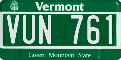 VT license plate VUN761