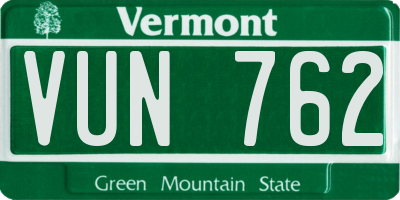 VT license plate VUN762