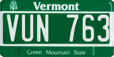 VT license plate VUN763