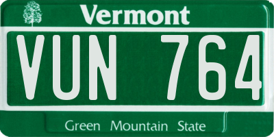 VT license plate VUN764