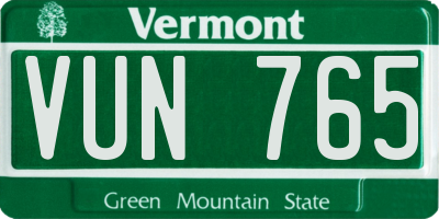VT license plate VUN765