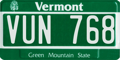 VT license plate VUN768