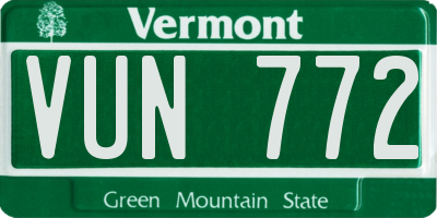 VT license plate VUN772