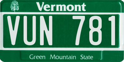 VT license plate VUN781